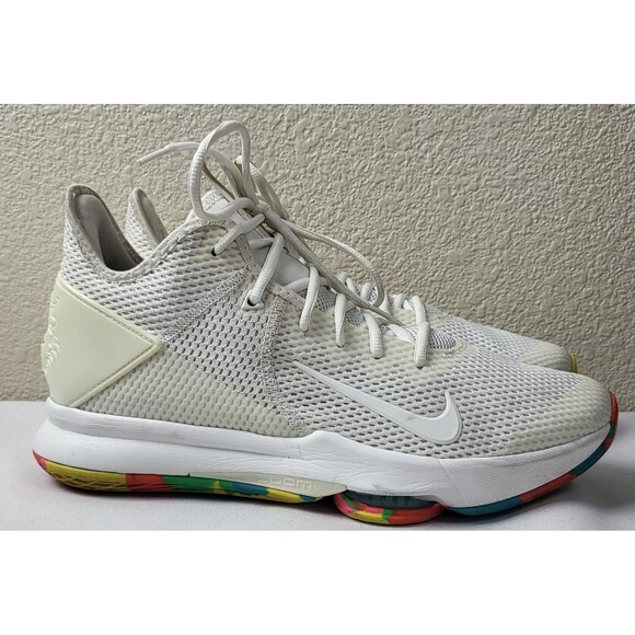Nike Lebron James Witness 4 White Multi Camo Mid Top Sneakers Mens Size 12 Lion - Picture 1 of 8